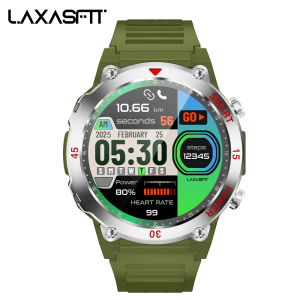 LAXASFIT 2025 New Rugged Military Smart Watch Mens Heart Rate Flashlight Outdoor Sports Tracker Bluetooth Talk Smart Watch