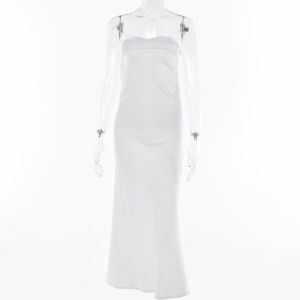 European and American style banquet evening dress drop sense Spice Girl Dress solid color open back waist dress