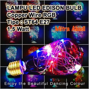 Lampu Bulb LED Edison Cooper Wire Vintage ST64 15W Fitting E27 - RGB