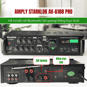 Amply Nghe Nhạc Bluetooth Starklok 6188 PRO Vàng Gold amply mini hỗ trợ Bluetooth USB/thẻ nhớ Công suất 200W+200W