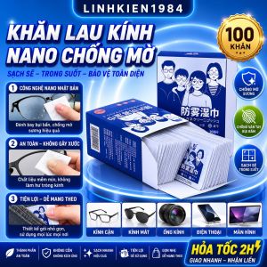 Hộp 100 Khăn Giấy Lau Kính Nano Chống Mờ Sương Vân Tay Bụi Bám Công Nghệ Nano Nhật Bản