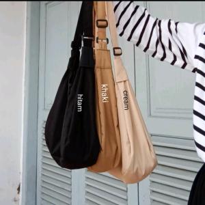 Tas Slempang wanita Kanvas wanita korean style | Shoulderbag kekinian murah Tas Selempang Polos Slingbag Wanita Remaja Cute Korean