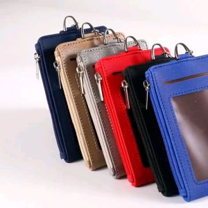 Business ID Zip Card Holder with Neck Lanyard Name Tag Card Badge Holder Purse