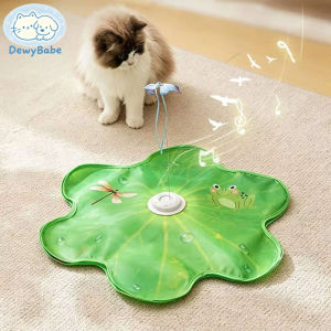 DewyBabe Seek Cat Toy Built-in Feathers Bird Sound Electric Interactive Cat Toy Self-Entertainment