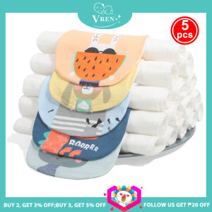 VREN 5PCS New Born Baby Boy Girl 4-layer Cotton Absorb Sweat Absorbent Towel Back Wipes Cloth Perspiration Cartoon Pad