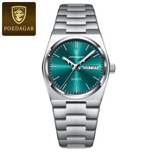 POEDAGAR Woman Quartz Watch Waterproof Luminous Date Week Ladies Watch Stainless Steel Casual Elegant Women’s Watches