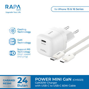 [ Charger iPhone 16-17] RAPAtech Power Zen GaN 45W & 35W  Charger iPhone 17 Series with C to C Nylon Cable Ice Cooling 2.0 Technology