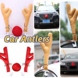 Reindeer Antlers and Red Nose for Car Auto Truck SUV Van Christmas Decoration Accessories Gift