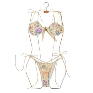 Thời trang backless Đồ bơi cho phụ nữ thêu hoa Bộ Đồ Tắm nâng đồ bơi hai pcs chia trang phục bơi