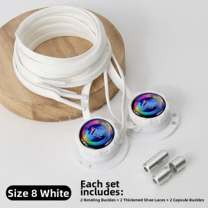 INTOONE 1 Pair Wide Flat Design No-Tie Shoelaces Rotating Buttons No-Tie Quick-Adjust Laces High Quality Casual Rotating Button Laces Men Women