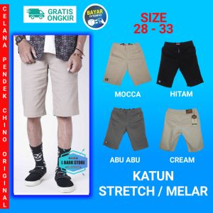 Celana Chino Pendek Pria Dewasa Katun Premium Terbaru 2023 Distro Stretch Melar Jumbo - L BARK STORE - Kain Lembut dengan Motif Boxer Random (READY STOCK)