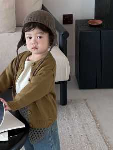 Childrens sweater cardigan jacket for autumn 2026 Baby clothes autumn wear Korean-style childrens clothing boys casual suits