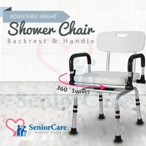 *READY STOCK* PREMIUM Swivel Shower Chair - Adjustable Height Durable Handles Bathroom Support Rest Safety - Good for Elderly Patient after Surgery Care