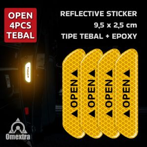 Reflector (4pcs) Pintu Mobil Omextra OPEN Car Reflective Sticker OPEN Door Safety Warning Stiker