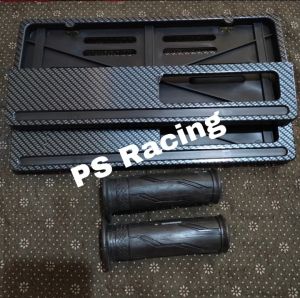 PAKETAN DUDUKAN PLAT NOMOR MOTOR KARBON + HAND GRIP STANDAR YAMAHA