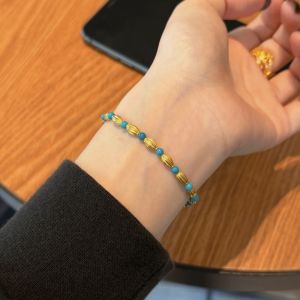Retro high-end turquoise beaded bracelet New Chinese niche design Versatile light luxury fashion simple accessories