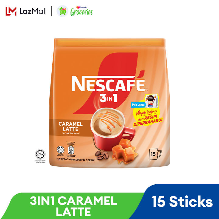 NESCAFÉ 3in1 Caramel Latte 15 Coffee Sticks 23g Coffee Mix Buttery