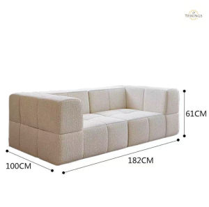 【Factory Direct】Trikings Living Room Comfortable White Square Style Compression Sofa