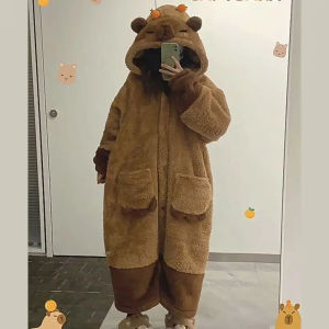 Capybara Cosplay Costume Robes Kigurumi Onesie Anime Nightgown Halloween Cartoon Pajamas