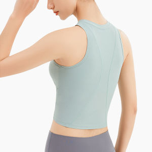 SUPERFLOWER wanita Yoga Vest mesra kulit bernafas tanpa lengan sukan kemeja t tanaman Tops kecergasan atas dengan pad dada