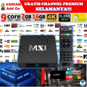STB Android 9 Smart TV Box Android MX1 Ram 2GB Rom 16GB 2/16 Unlock Full Channel TV Iflix Tanpa Bayar Bulanan GRATIS Rockchip RK3228A Quad Core