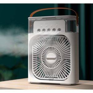 Quạt Phun Sương - Quạt Điều Hòa Hơi Nước Để Bàn. Gồm 5 Vòi phun Tích hợp đèn + Hẹn Giờ. Làm việc du lịch lái xe..