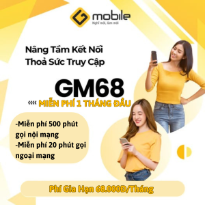 Sim 4G Gmobile GM68Tặng Data Và Phút Gọi Cả Tháng không Mất Phí Sẵn 1GB/Ngày Kèm 520 Phút Gọi Gia Hạn Rẻ Chỉ 68K/Tháng | FREESHIP - CHƯA KÍCH HOẠT