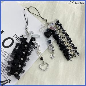 【jianzhanqinl】 Y2k Lace Ribbon Phone Chain Sweet Cool Bear Love Cat Claw Pendant Charm Earphone Case Hanging Rope CCD Lanyard Strap Bag Decor
