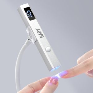 GAOY Cordless Nail Lamp with StandHandheld UV Light with LCD Display for Gel Nails Rechargeable USB Nail Dryer for Fast Curing Silver