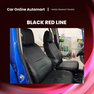 Proton Saga VVT 2016 - 2021 / MC2 / MC3 Standard Black with Red Line Black Red Side Car Seat Cover PVC Leather Cushion Cover