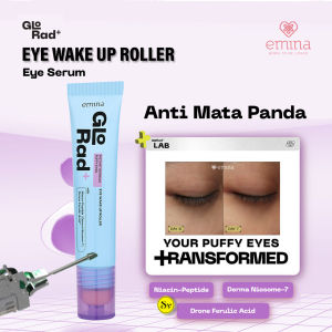 Emina Glo Rad Eye Wake Up Roller - Eye Serum Anti Mata Panda Mencerahkan Menyegarkan Memudarkan Tekstur & Garis Halus Glorad