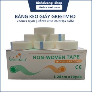 Băng keo giấy Greetmed Non-woven tape 1.25cm x 10yds (1 cuộn) dụng cụ sơ cứu