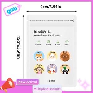gou 36 60PCS Mosquito Repellent Stickers Cartoon Natural Mosquito Patches Non-Toxic Outdoor Camping Traveling Fishing Kids Supply