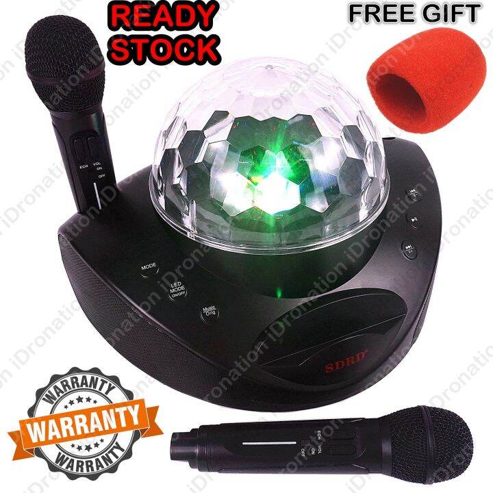 SDRD SD-308 SD308 LED Light Dual 2 Wireless Microphone Portable 3D Bluetooth  SD 308 Speaker Mobile Wireless Karaoke Family KTV Speaker | Lazada