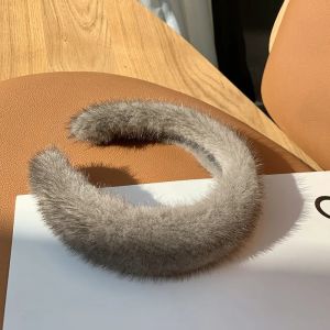 New Luxury Lady Winter Real Mink Fur Headband For Women Hair Accessories Solid Head Wraps Warm Furry Gift2026