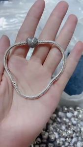 Original Panjia snake bone chain white copper plated with silver full of diamonds heart-shaped rose gold bracelet fashionable diy Cross-border beading accessories