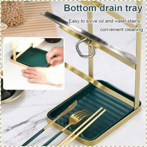 อุปกรณ์วางฝาหม้อ ถอดออกได้ ที่วางฝาหม้อ สแตนเลสหนา ระบายน้ำได้อย่างง่ายดาย หรูหราเบาๆ