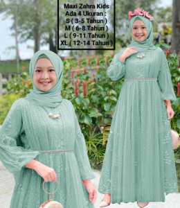 Gamis Anak Perempuan Terbaru Maxi Zahra Kids3-14Tahun Full BrokatMutiara FuringHyget Mix TilleOnde