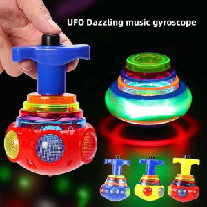 【LED Light】Cool Spinner Gyro Toys Electric Gyroscope Flash Laser Music Gyro Childrens Simulation Wood Luminous Spinning Top Kids Toy