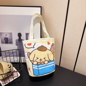 Sanrio Hello Kitty Kuromi Túi Vải Thời Trang Tote Dung Tích Cao In Hình Anime Túi Xách Nữ Có Thể Tái Sử Dụng Người Mua Sắm Túi Tote