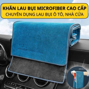Khăn lau xe ô tô chuyên dụng microfiber lông mịn cách dệt mới khăn xanh cao cấp loại dày khăn lau bếp