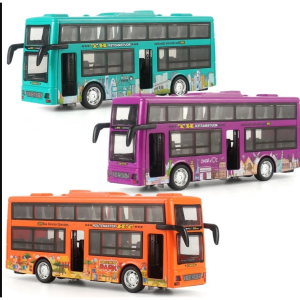 Musical Double Decker Travel Green Purple Bus Boys Girl Bus Car Educational Play Vehicle Toy Kids Toys Mainan Budak