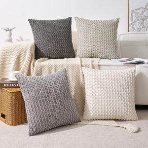 45x45cm Corduroy Throw Pillow Case Solid Striped Sofa Cushion Cover with Zipper Home Decoration