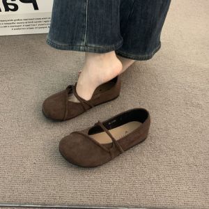 Free Shipping Round-Toe Flat-Soled Shallow-Mouth Loafers For Women New Spring Collection Retro Style Soft-Soled Shoes
