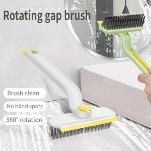 Multi-Function Rotating Crevice Cleaning Brush Hard Bristle Crevice Brush Floor Scrub Brush for Bathroom Household Kitchen