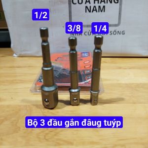 Vỉ 3 Đầu chuyển từ chân lục giác sang đầu bulong 1/2 1/4 và 3/8 thương hiệu KAPUSI chuyển vừa các loại đầu tuýp chất liệu CRV chắc chắn chân lục giác 6.5mm- Cửa Hàng Nam