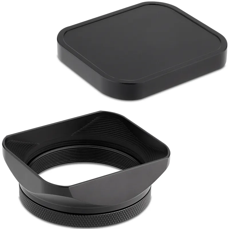 Haoge Metal Square Lens Hood for Fujifilm X100VI Fuji X100V X100F with 49mm  UV Filter Adapter Ring Metal Cap Black