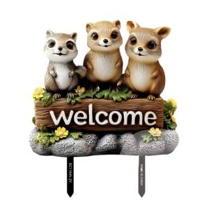 ป้ายต้อนรับวางเดิมพันในสวนทำจากพีวีซีสำหรับจัดแสดงในวันหยุดกลางแจ้งแบบเสาธีมการ์ตูนสัตว์น่ารัก