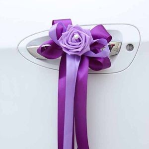 REGISTR Decorate Artificial Flower Ribbon Satin Door Handles Car Decoration Wedding Rose Flower