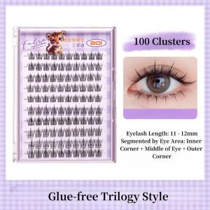 BUY 1 TAKE 2 BQI Glue-Free Eyelash Cluster Press-On Single Extensions Natural Self-Adhesive DIY NO need glue.100-120PCS
